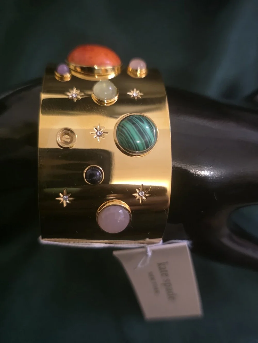 kate spade Gold Multistone Cuff Bracelet with Green, Coral and Pink Accents